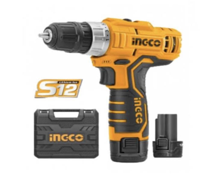 10197911_682fe623-a87d-4530-ab0d-0f6a36a82105_691x648-1.jpg Ingco Cordless drill 12V 2Battery and Charger - Image 1